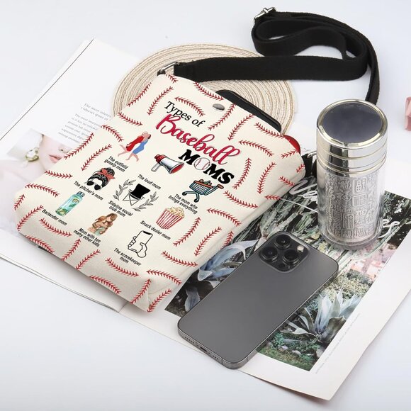 Stylish Baseball Mom Crossbody Bag with Magnetic Closure & Adjustable Strap - Picture 6 of 7